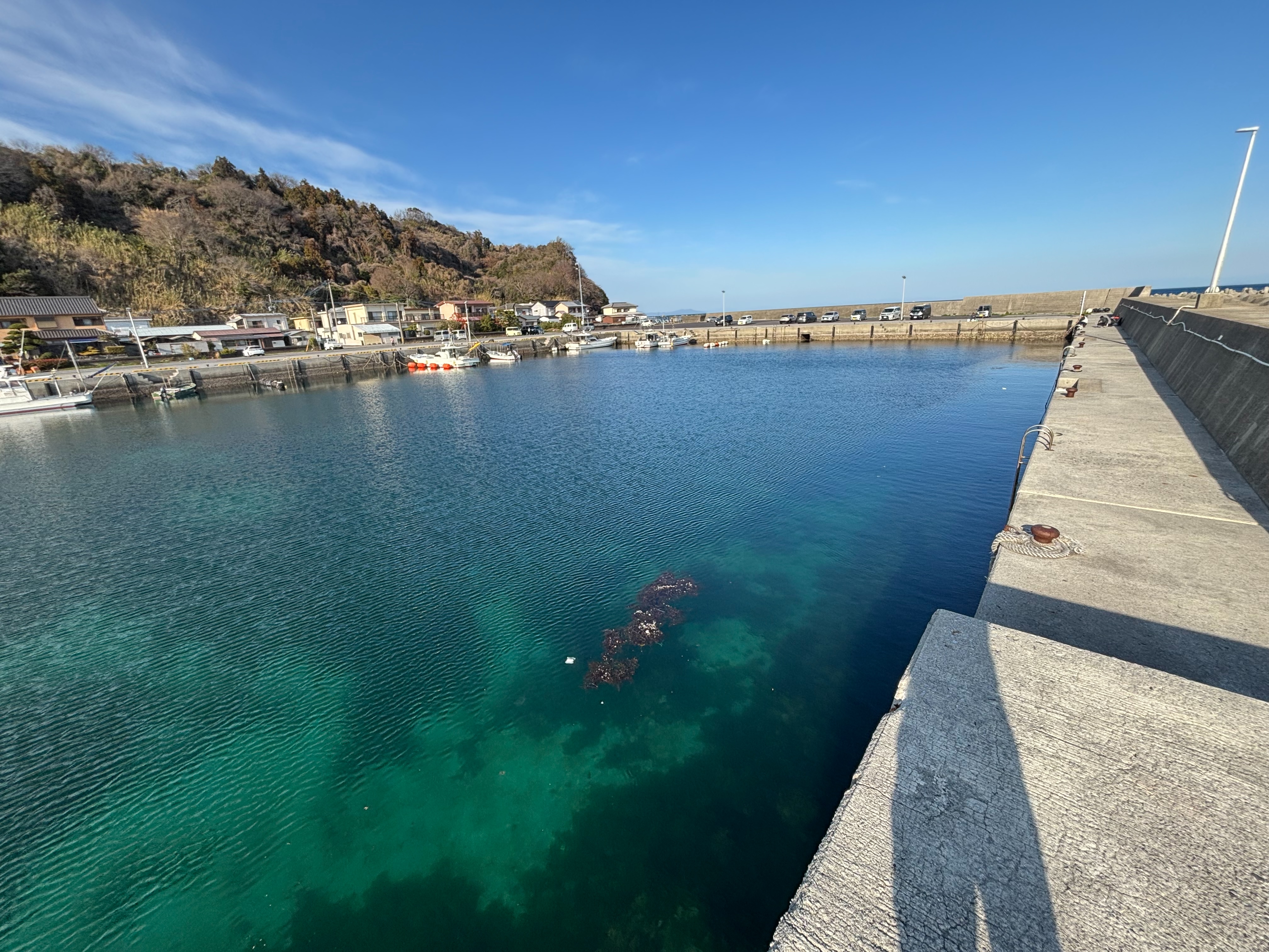 一尺屋下浦港 - 堤防手前はアジ、サバ、カマス、チヌが狙える。春先は港内一面ア