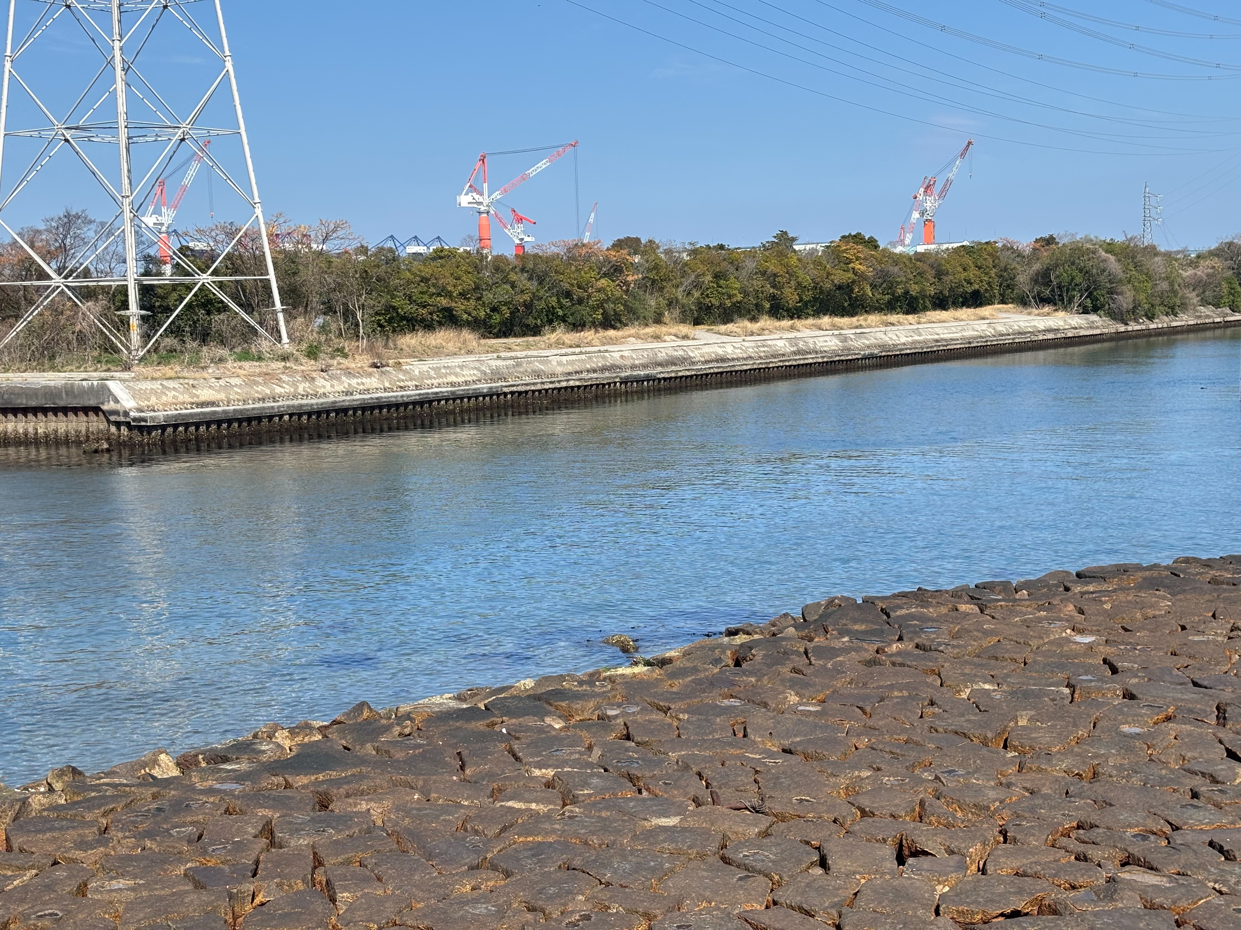 丹生川河口 - 日吉原工業団地横のポンツーン入り口。ポンツーン内にはチヌが多