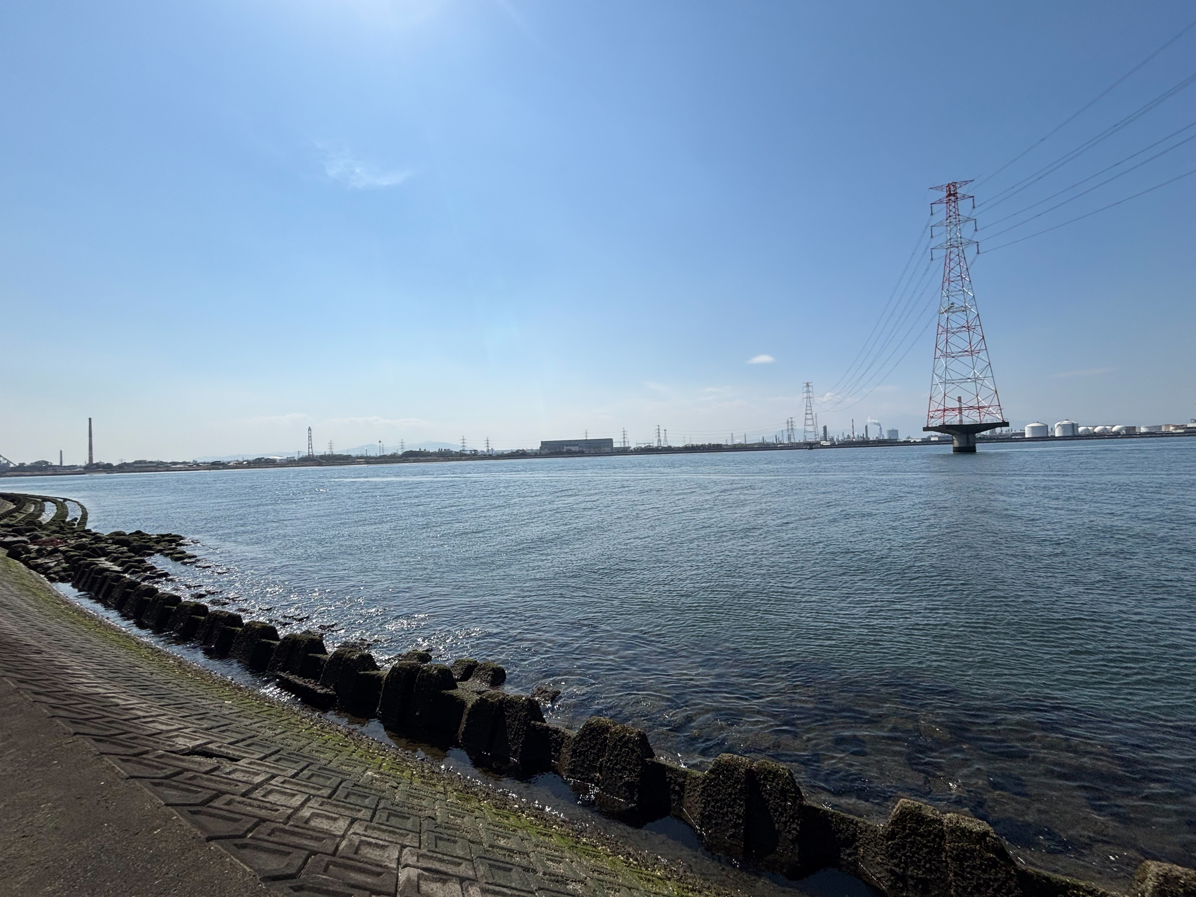 大野川河口 - 導流堤の根元はブロックの入りが厳しいのと、沖にも根がある。