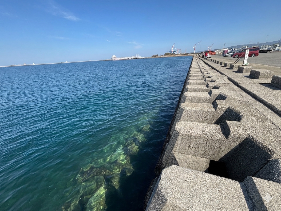 大在公共ふ頭 - 大勝丸乗り場周辺。ウキサビキ釣りで子アジが釣れる。正直ほかの